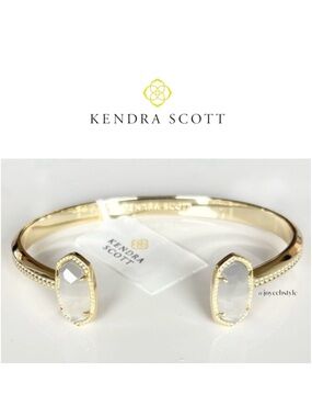 Kendra Scott Elton Gold Cuff Bracelet in Slate Gray Catseye NWT